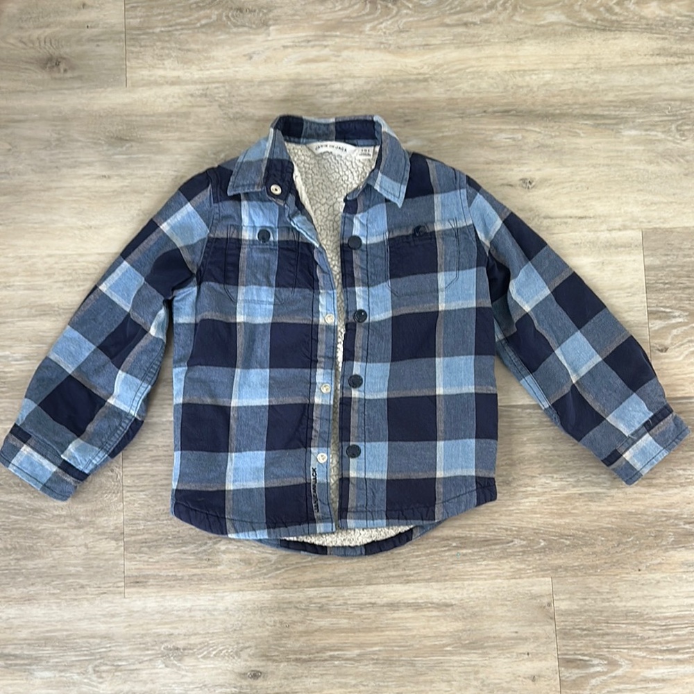 Janie and Jack Blue Plaid Shirt Jacket